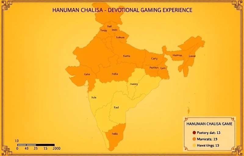 Map of India showing regional popularity of Hanuman Chalisa Game